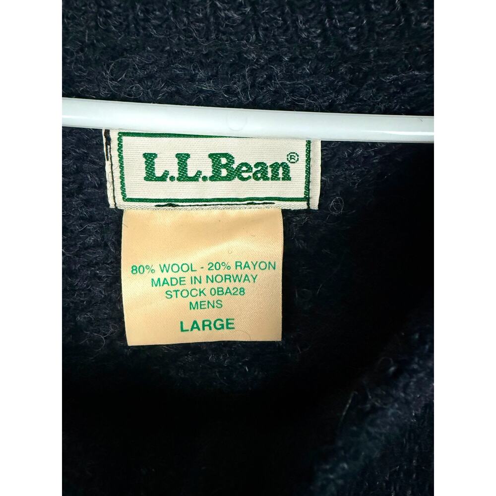 Vintage L.L.Bean Norway Wool Birdseye Henley Sweater Men's Large Made Norway - Picture 3 of 6